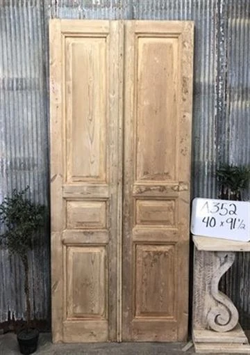 Antique French Double Doors (40x91.5) Raised Panel Doors, European Doors A352