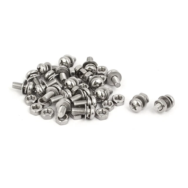 M4x10mm acier inox 304 vis tête cruciforme écrou vis avec Rondelle 20 Set