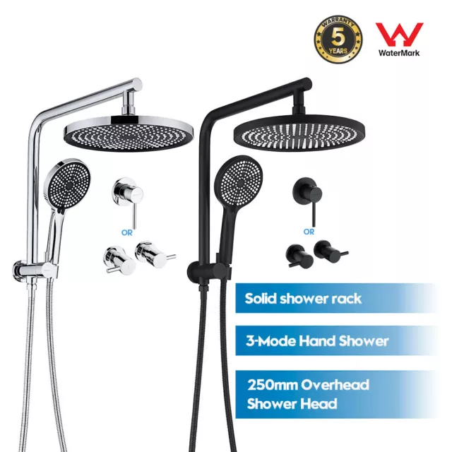 Decaura Dual Shower Head Set (250mm Rain Shower Head and 3-Mode Hand Held) Taps