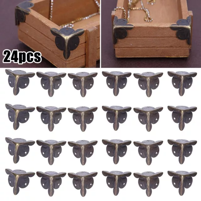 24pcs Metal Jewelry Chest Wine Gift Box Wooden Case Corner Edge Protector Decor