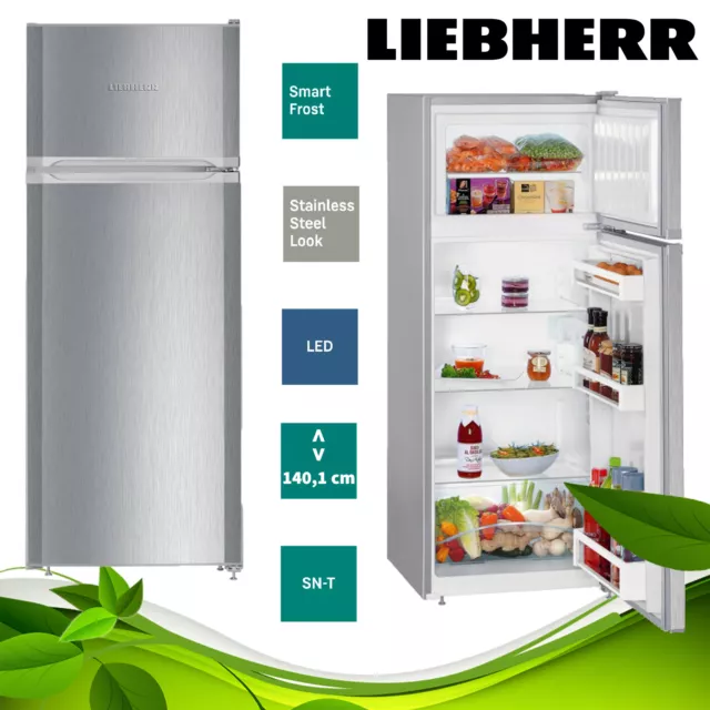 Liebherr Kühl Gefrierkombination Kühlschrank Edelstahl Look LED 140 cm 233 Liter