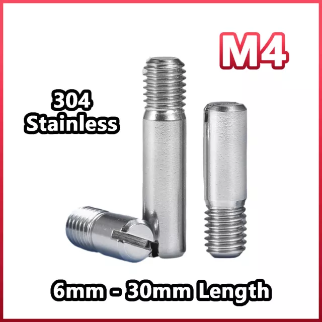 Parallel Pins With External Thread M4 304 Stainless Steel A2 6mm to 30mm Length