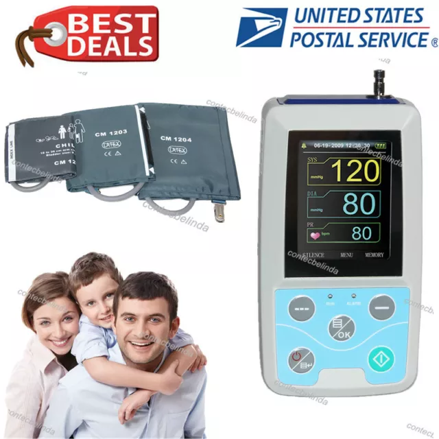 CE FDA Handheld 24hours Ambulatory Blood Pressure Monitor With 3 Cuffs Newest US