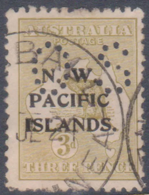 (F232-12) 1918 PNG NW Pacific 3d olive kangaroo perforated OS stamp (L)