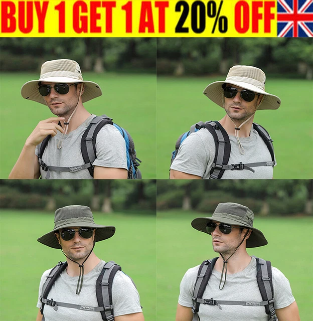 UPF 50+ Sun Hat Bucket Cargo Safari Bush Boonie Summer Fishing Hat Mens Woman CR