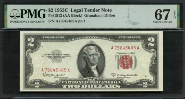 $2 1953C Legal Tender - FR#1512 ** PMG 67 EPQ** SUPERB UNC - FREE SHIPPING! 0256