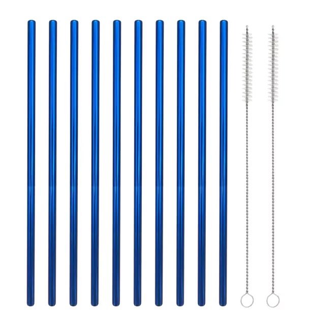 10 Pcs Stainless Steel Straws, Reusable Drinking Straws, Straight Metal Straw...