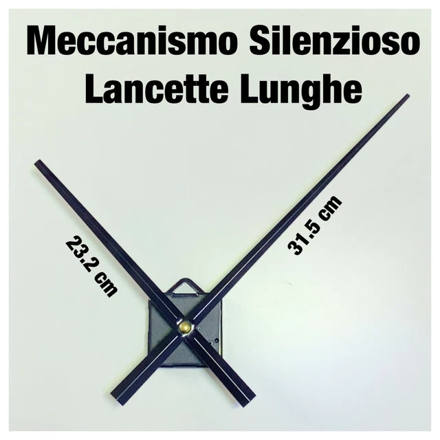 Meccanismo Orologio Parete Lancette Lunghe ORO Colorate Silenzioso GAMBO  LUNGO