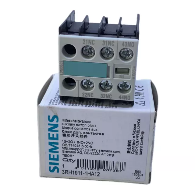 Siemens 3RH1911-1HA12 Bloc de Contact Auxiliaire 4-polig 10A 240V