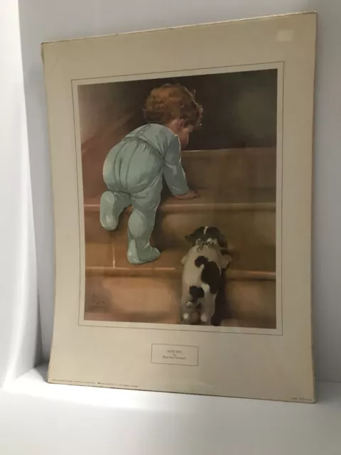 NITEY NITE print baby puppy stairi Bessie Pease Gutmann 18x 24 1985 litho BPG067