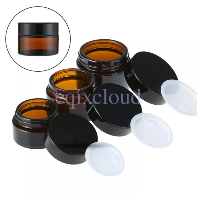 5g 10g 15g 30g 50g Amber Glass Cosmetic Jars Container Cream Lip Blam Salve Pots