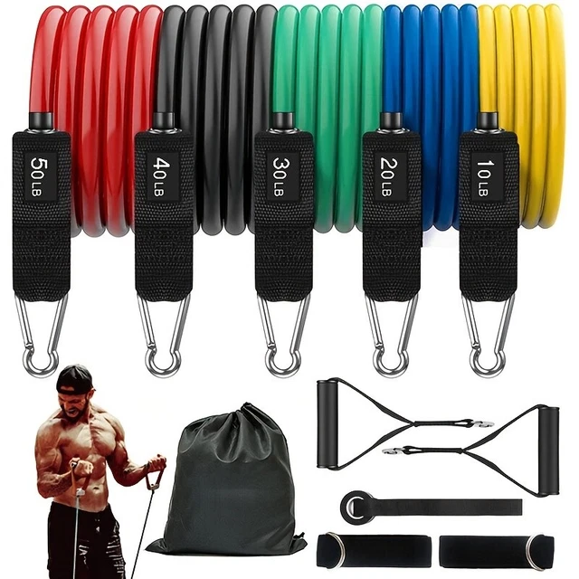 11pcs TPE Resistant Band Set With Storage Bag, Indoor Workout Accessories