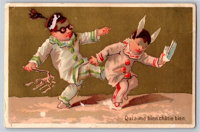 Gould's Hats Gloves (Boston)Victorian Trade Card "Qui aime Bien châtie bien"