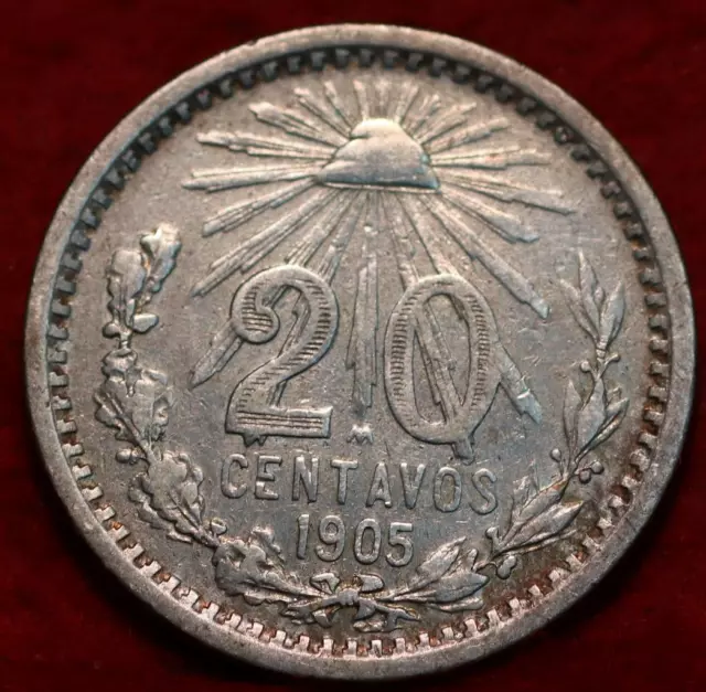 1905 Mexico 20 Centavos Silver Foreign Coin