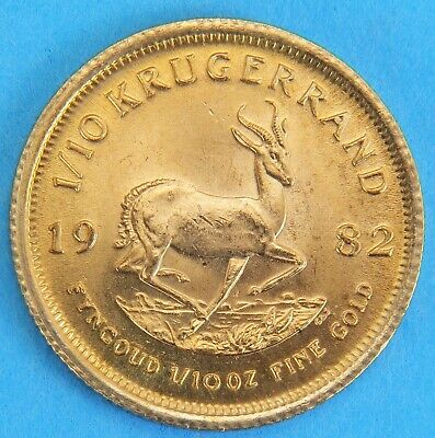 1982 1/10th Oz South Africa Krugerrand Gem UNC Gold Coin