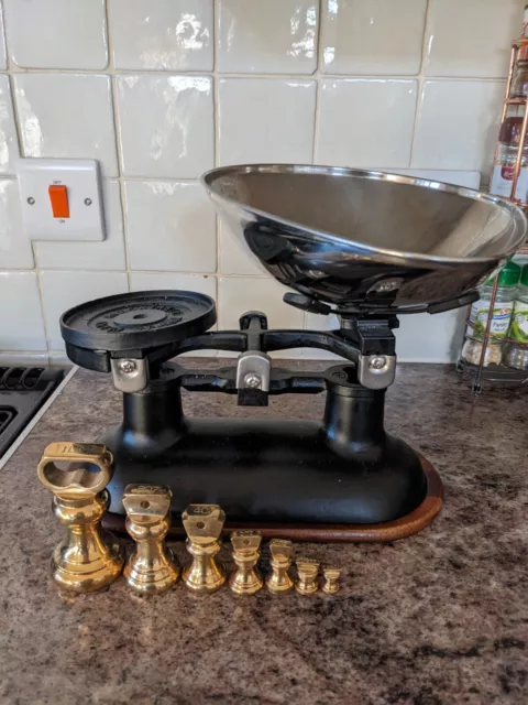 Thomas Plant Cast Iron Kitchen Scales with Brass Weights