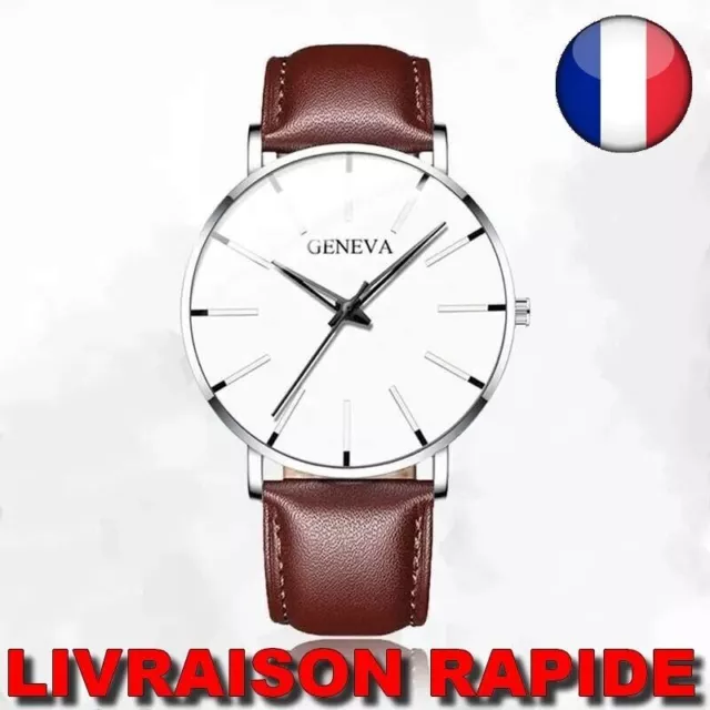 GINEBRA Reloj de Cuarzo Marrón Ultra Fino Joyería para Hombres Pulsera de...