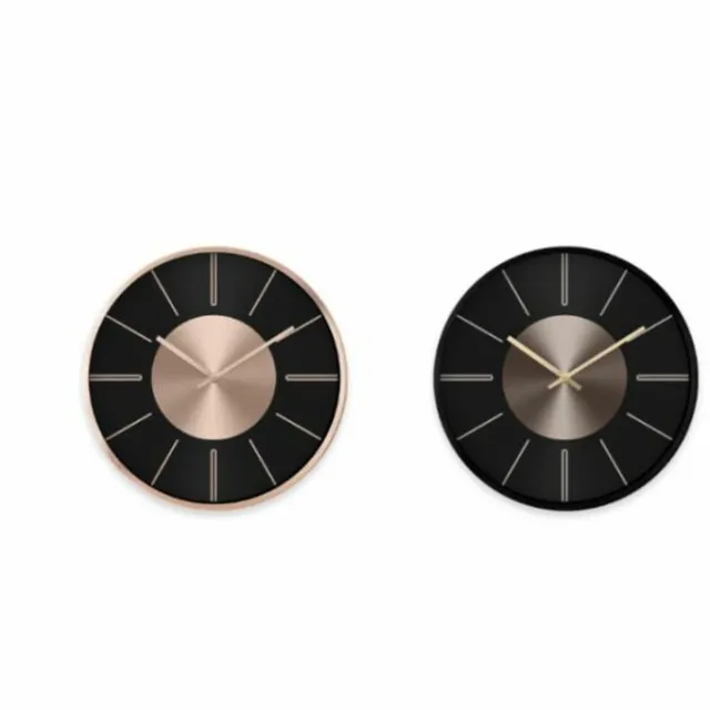 Orologio da Tavolo DKD Home Decor 12 x 5 x 14 cm Nero Dorato Ferro PVC  Vintage (2 Unità)