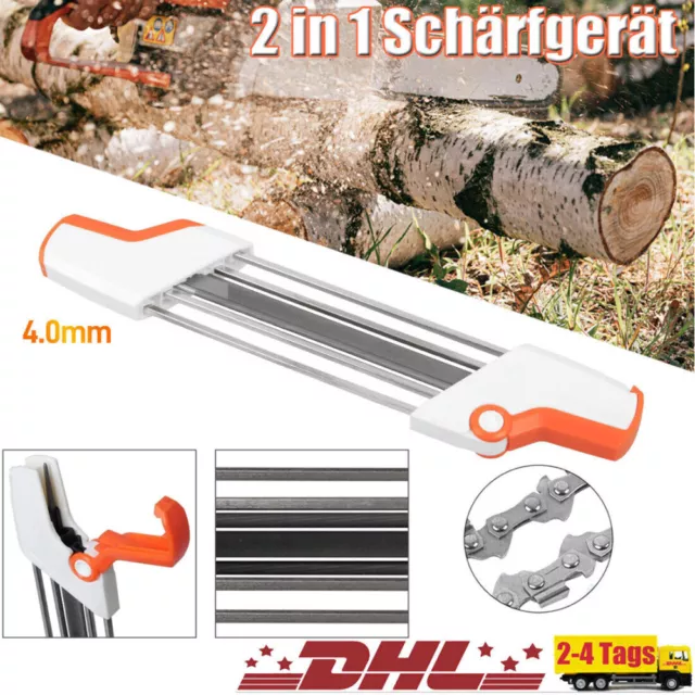 2in1 Schärfgerät Kettensäge Kettenschärfer Feilen 4.0mm Schärfen für STIHL 3/8 "