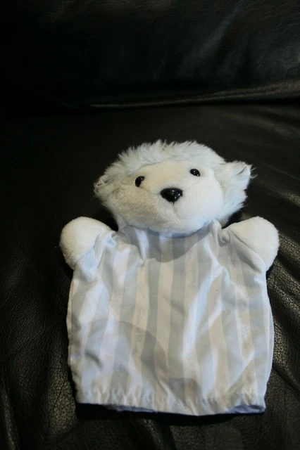 Doudou marionnette ours hérisson bleu blanc TARTINE ET CHOCOLAT ptisenbon