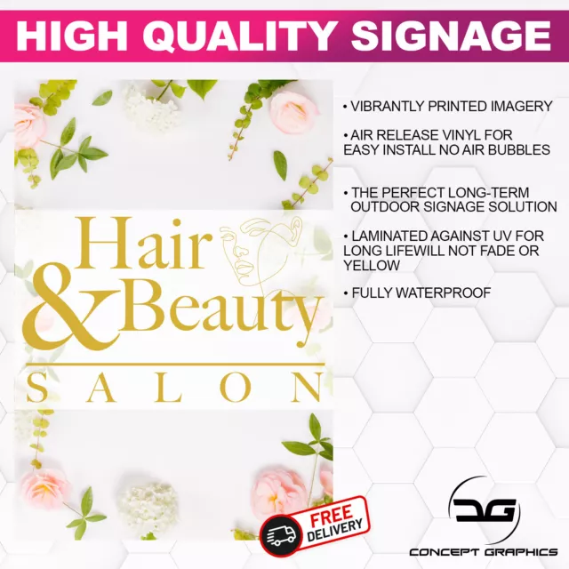 Hair & Beauty Salon Printed Vinyl Wall Window Shop Sign Adhesive Hairdresser 3