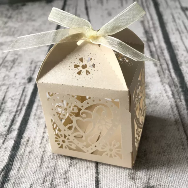 200x Ivory Gift Favour Boxes Wedding Bridal Party Reception Bomboniere-Loveheart