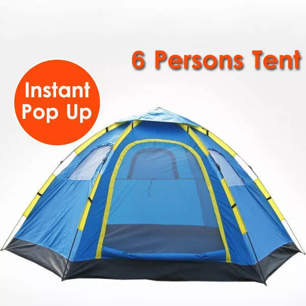 6 Person Camping Tent Instant Pop Up Camping Hiking Fishing Sets Up In Seconds