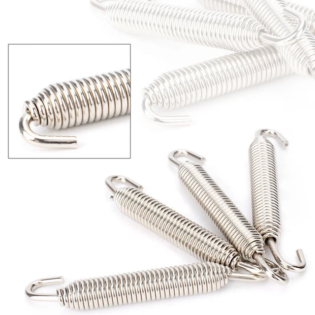 4PCS 83mm Universal Long Outlaw Racing Stainless Header Exhaust Springs Silver