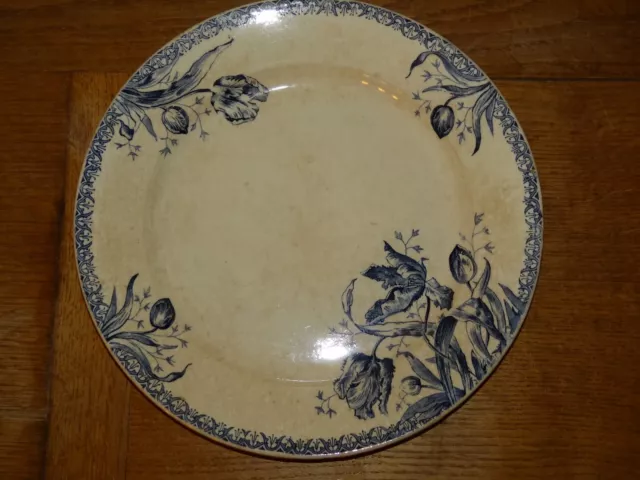 Service Porcelaine Opaque de Gien Modèle Tulipe Bleu Grand Plat Rond