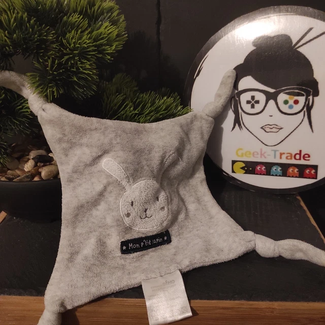 Doudou plat ours gris bleu VETIR GEMO