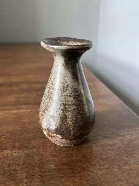 VINTAGE small miniature vase studio pottery SIGNED 8cm