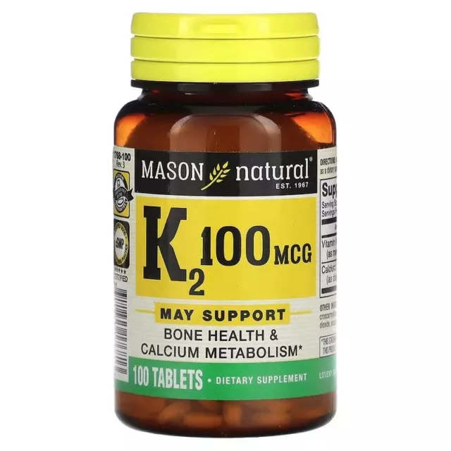 Mason Natural, Vitamine K2, 100 µg, 100 comprimés 2