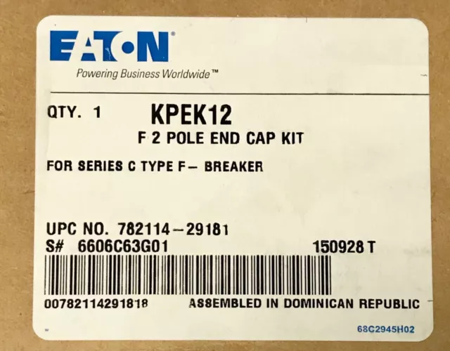 EATON CUTLER HAMMER KPEK12 F frame Circuit Breaker 2 Pole End Cap Kit 6606C63G01
