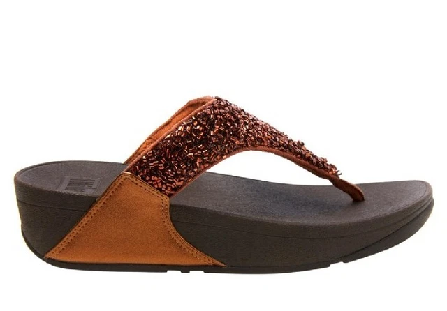 FitFlop Lulu Shimmer Foil Toe-Post Sandal-Bronze-Size US 10-EU 42-NEW In BOX 2
