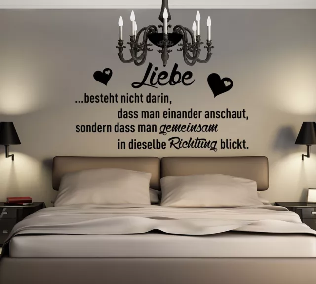 WD Wandtattoo LIEBE BESTEHT SPRUCH Wandsticker Schlafzimmer Aufkleber Sticker