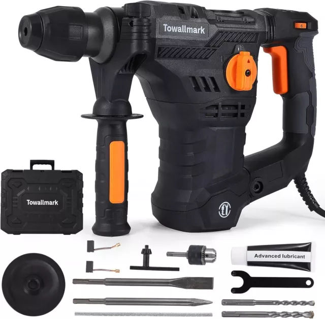 1500W Electric Rotary Hammer Drill 1-1/4 Inch SDS-Plus 4 Modes Chipping Hammers