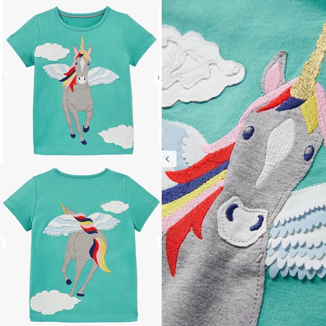 New Mini Boden Girls' Flying Unicorn Animals Appliqué T-Shirt Teal 2yrs - 12yrs