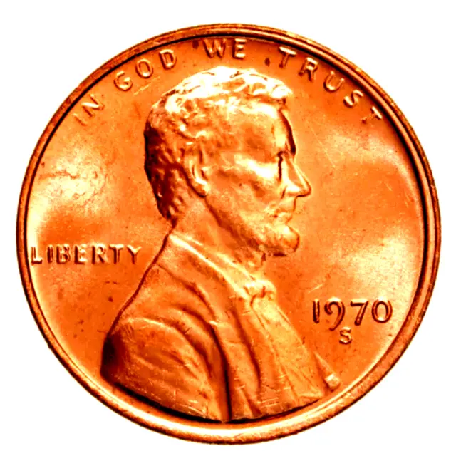 1970-S Lincoln Memorial Cent Large Date Choice Red BU Penny US Coin Premium  PQ