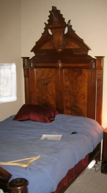 Walnut Eastlake bed, frame only