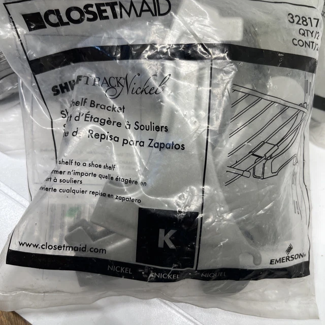 CLOSETMAID SHELFTRACK 3 In Shoe Shelf Support Bracket 32817 Nickel