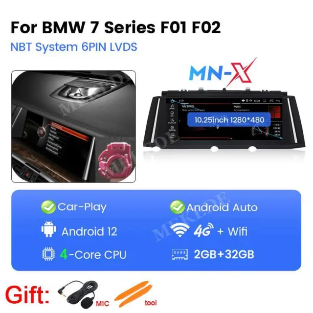 For BMW 7 Series F01 F02 2009-2015 Android 12 GPS Navi 10.25" Radio Carplay NBT