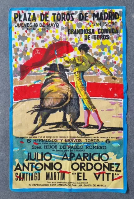 Vintage Plaza de Toros de Madrid Geschirrtuch Wandhänge Matador 19,5"" x 30,5"" B