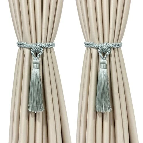 Curtain Tiebacks Tassel Tie-Backs, Rope Curtain tie Backs 2p Light Blue