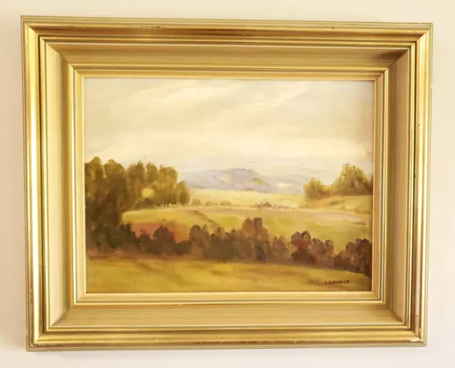 Vintage Original Oil Painting Impressionist Style Landscape Framed 55cm