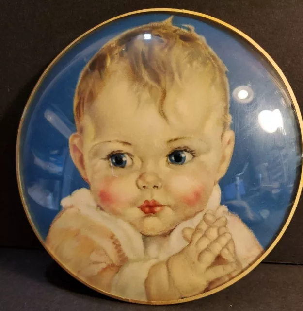 Peter Watson's Studio Vintage Handmade Convex Bubble Glass Baby Picture 6"