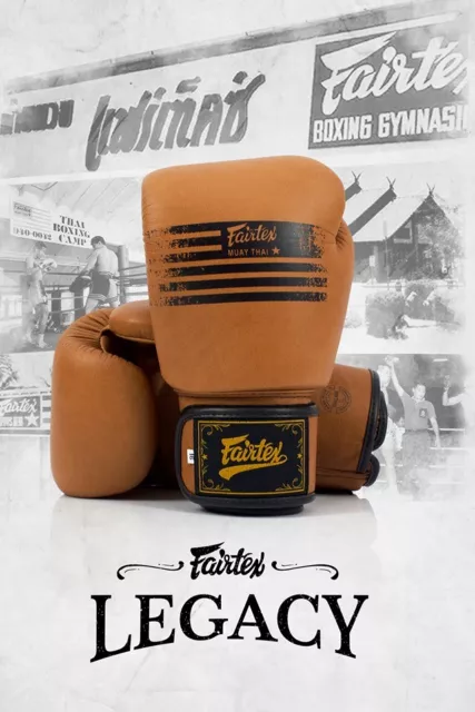 New Genuine Leather Fairtex Legacy Boxing Gloves Retro Classic Brown LatestModel