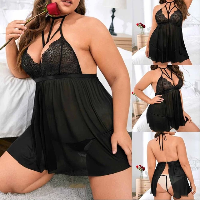 Lingerie sexy pour femmes vêtements de nuit robe à cordes en G maille pure sou