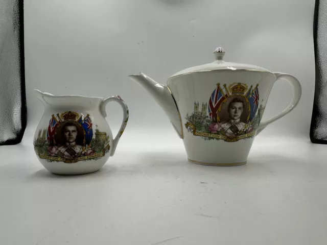 Aynsley Tea Pot And Creamer Cornation Of King Edward VIII MAY 12th 1937