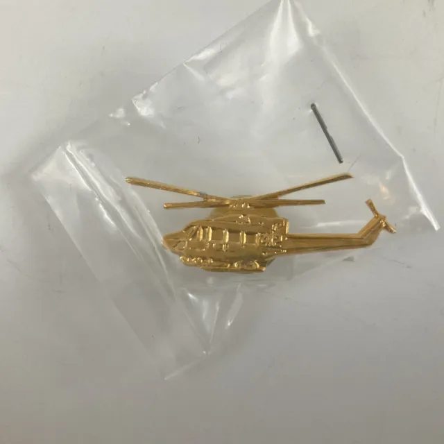 Vintage Huey Helicopter Lapel Hat Pin Tie Tack Gold Tone New Old Stock 1.5 Inch