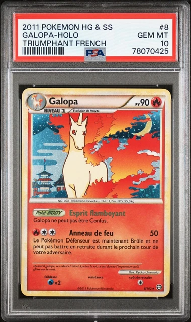 Pop 1 - Galopa PSA 10 Holo 8/102 HGSS Triumph FR French Pokemon Card